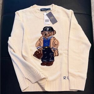 Polo  Beige Sweater with Bear Motif